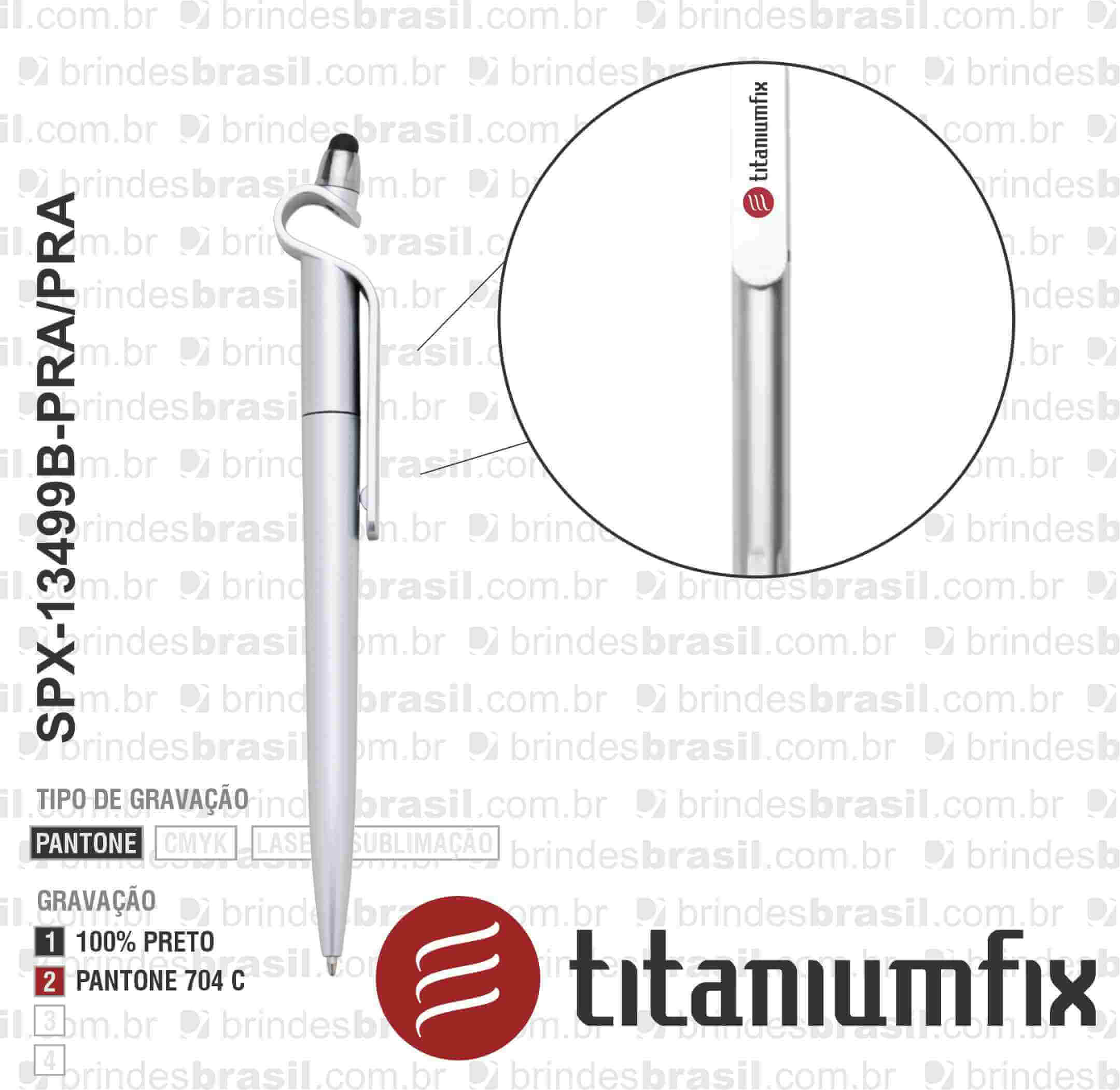 CANETA PLASTICA C/ SUPORTE E TOUCH SPX-13499B-PRA/PRA NA COR PRATA - Imagem 3