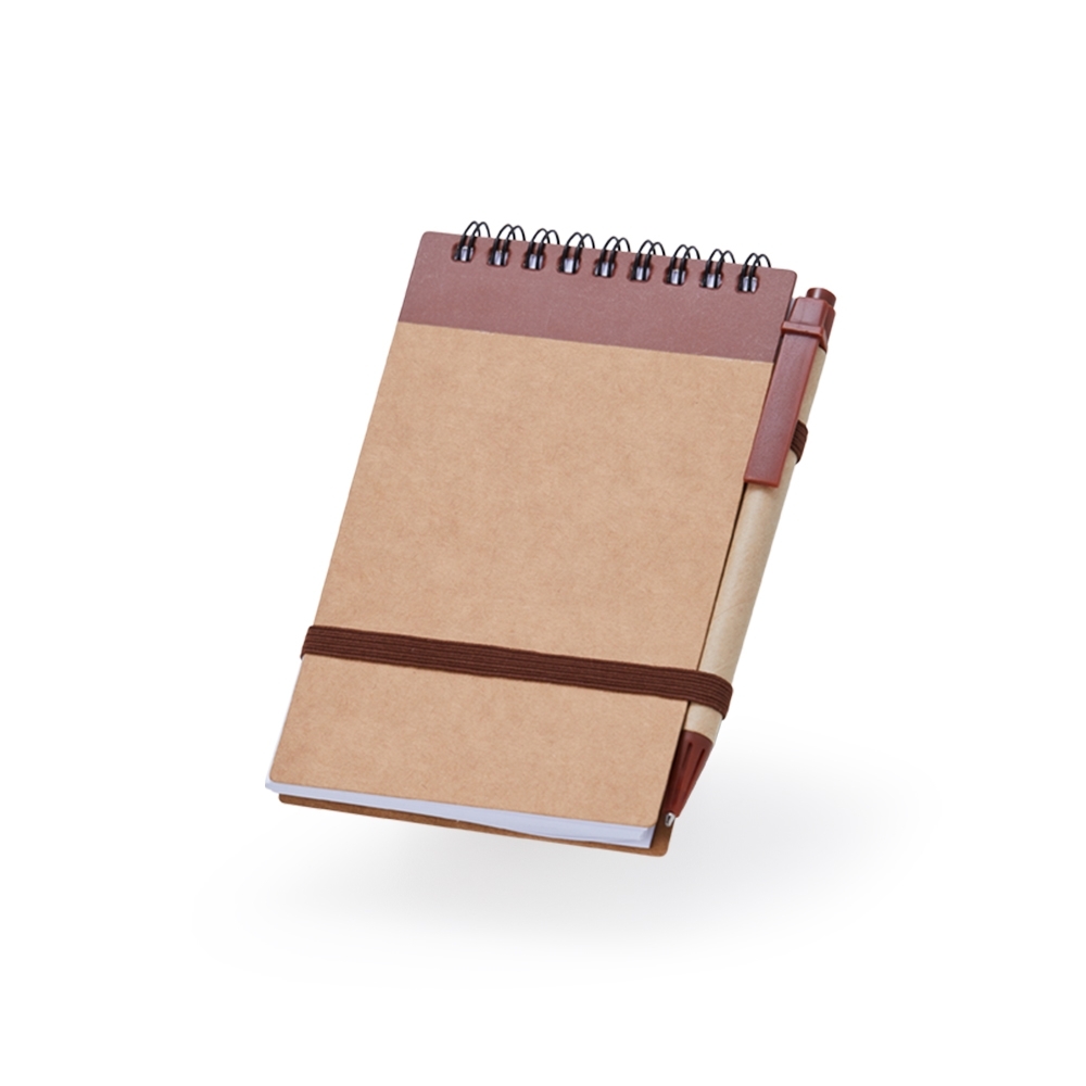 BLOCO DE ANOTAÇÕES ECOLÓGICO COM CANETA SPX-05064-MAR NA COR MARROM