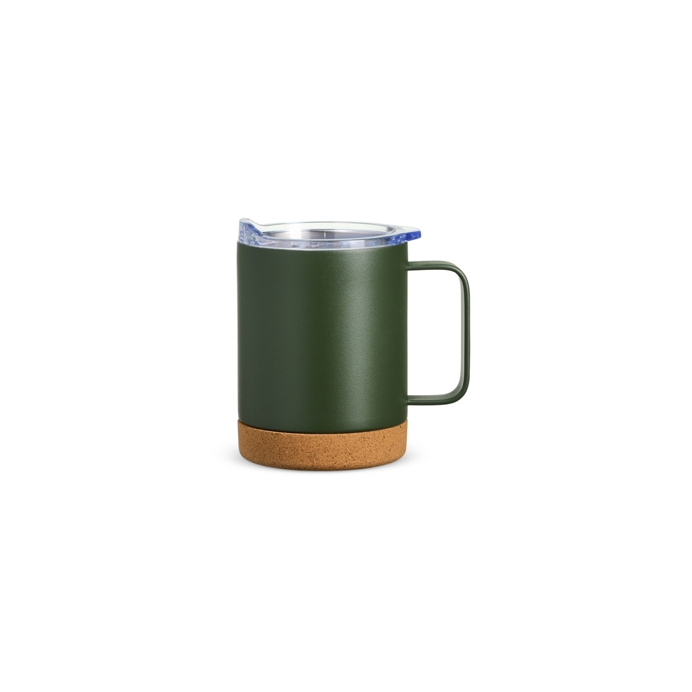 CANECA TÉRMICA COM CORTIÇA DE 400ML SPX-18838-VD NA COR VERDE
