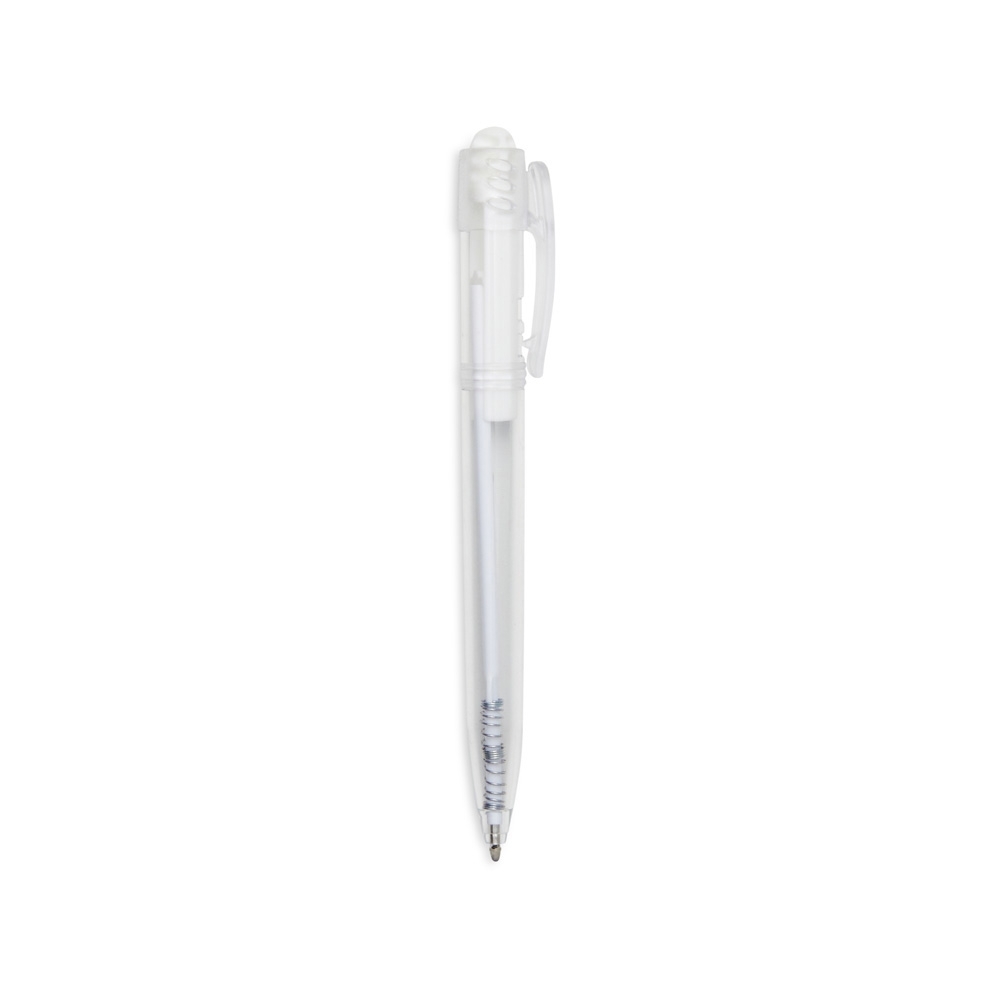 CANETA PLASTICA TRANSLUCIDA SPX-1089T-BCO NA COR BRANCO