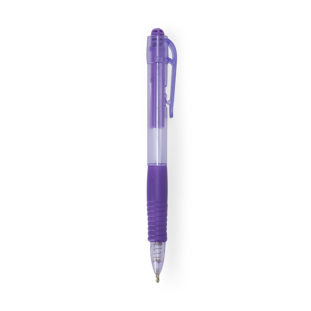 CANETA PLASTICA TRANSLUCIDA SPX-14679T-ROX NA COR ROXO