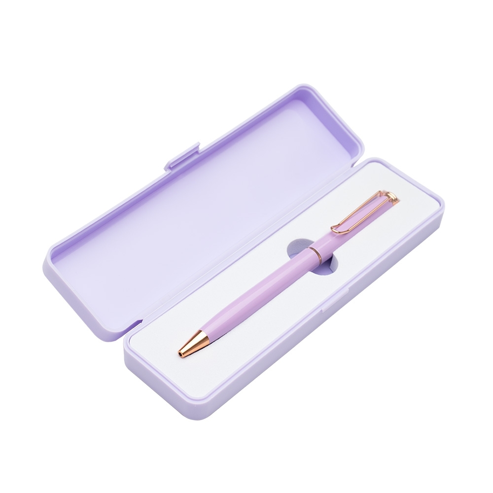 CANETA METAL C/ BOX DE  PLÁSTICO SPX-14480-LIL/COB NA COR ROXO