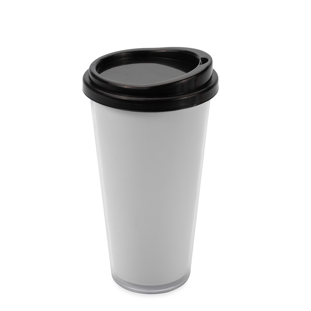 COPO PLÁSTICO DUPLO 400ML SPX-15243-BCO/PRE NA COR BRANCO