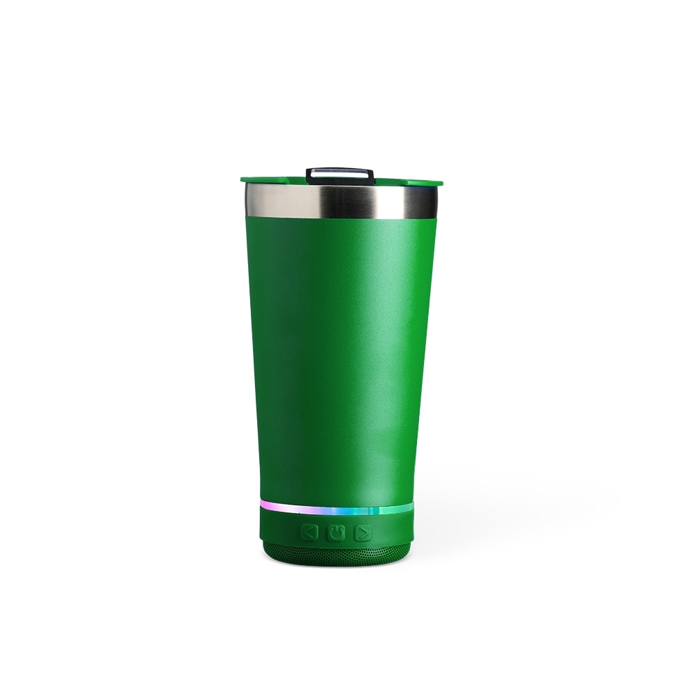 COPO TÉRMICO 400ML COM CAIXA DE SOM SPX-18749B-VD NA COR VERDE