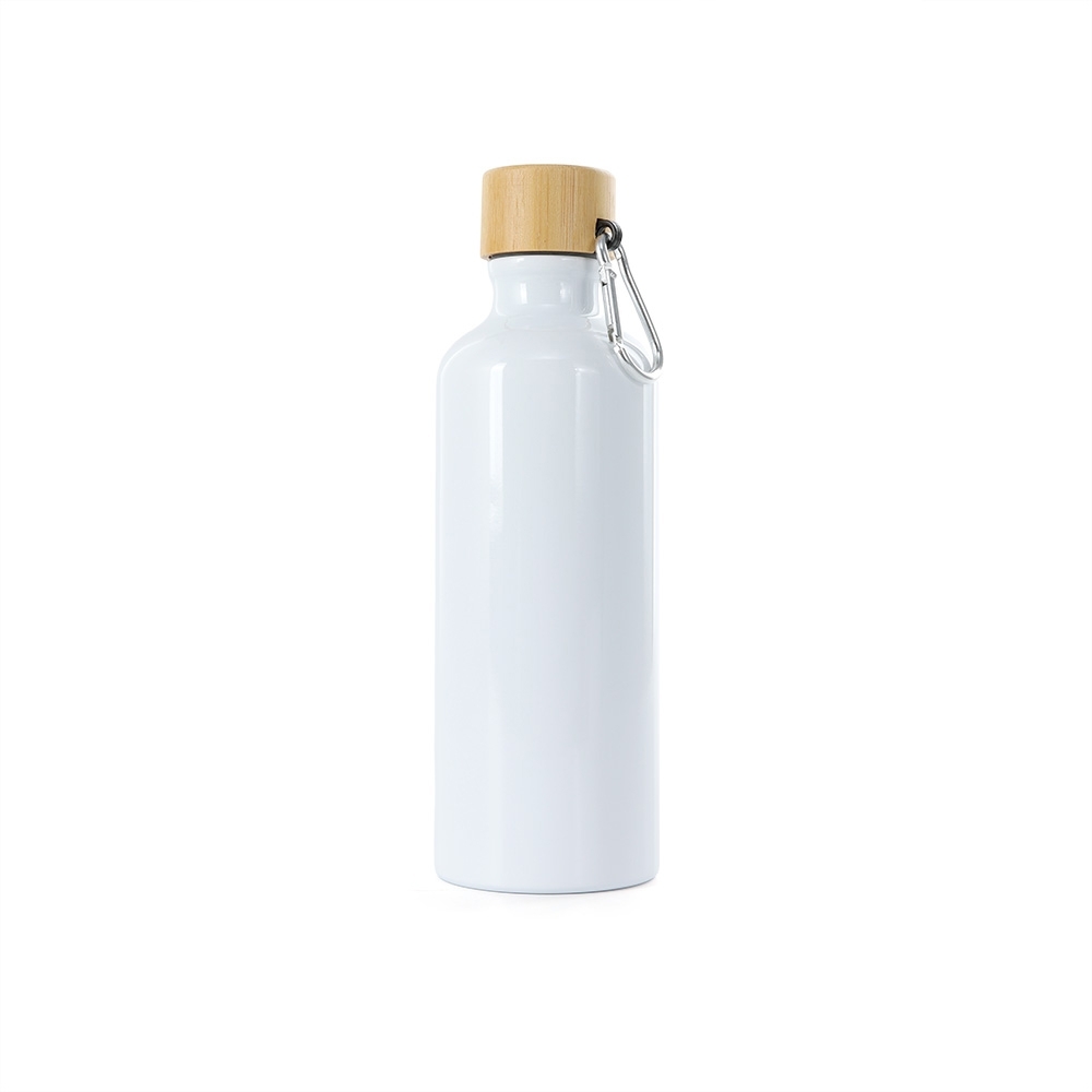 GARRAFA ALUMÍNIO 500ML TAMPA BAMBU SPX-06018-BCO NA COR BRANCO