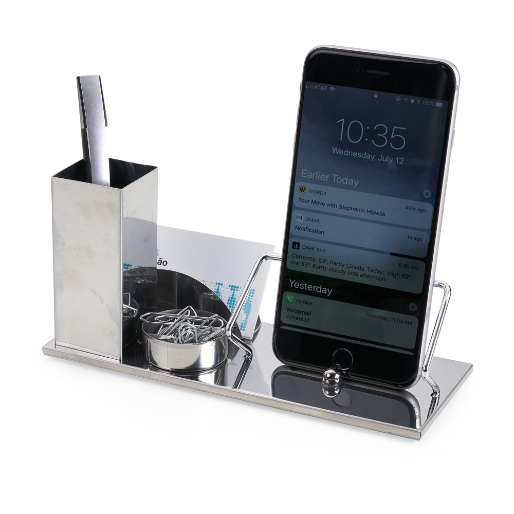 KIT ESCRITÓRIO EM INOX 4 EM 1  SPX-13963-INO NA COR INOX