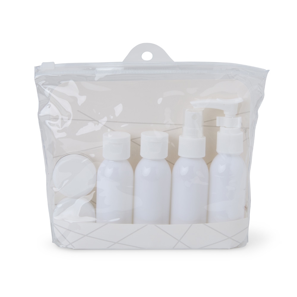 KIT VIAGEM PLÁSTICO 6 PEÇAS SPX-18929-BCO NA COR BRANCO