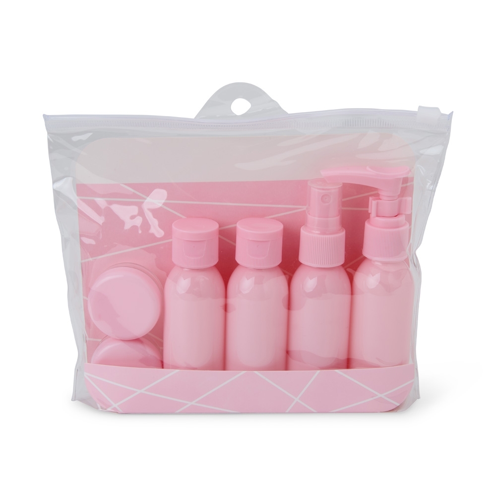KIT VIAGEM PLÁSTICO 6 PEÇAS SPX-18929-ROS NA COR ROSA