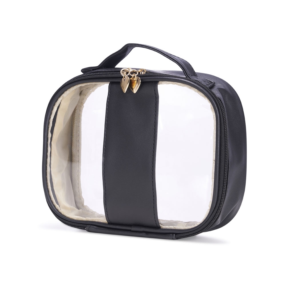 NECESSAIRE EM PVC E PU TAM.M SPX-18647M-PRE NA COR PRETO