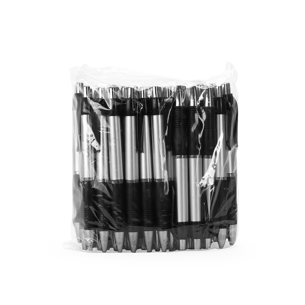 PACOTE C/ 50 PÇS CANETA PLÁSTICA SPX-P@3011D-PRA/VD NA COR PRATA