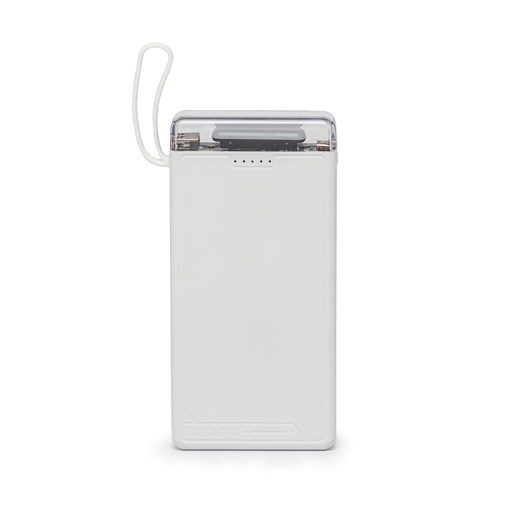 POWER BANK 10.000MAH C/ LANTERNA E MULTISSAÍDAS SPX-08013-BCO NA COR BRANCO