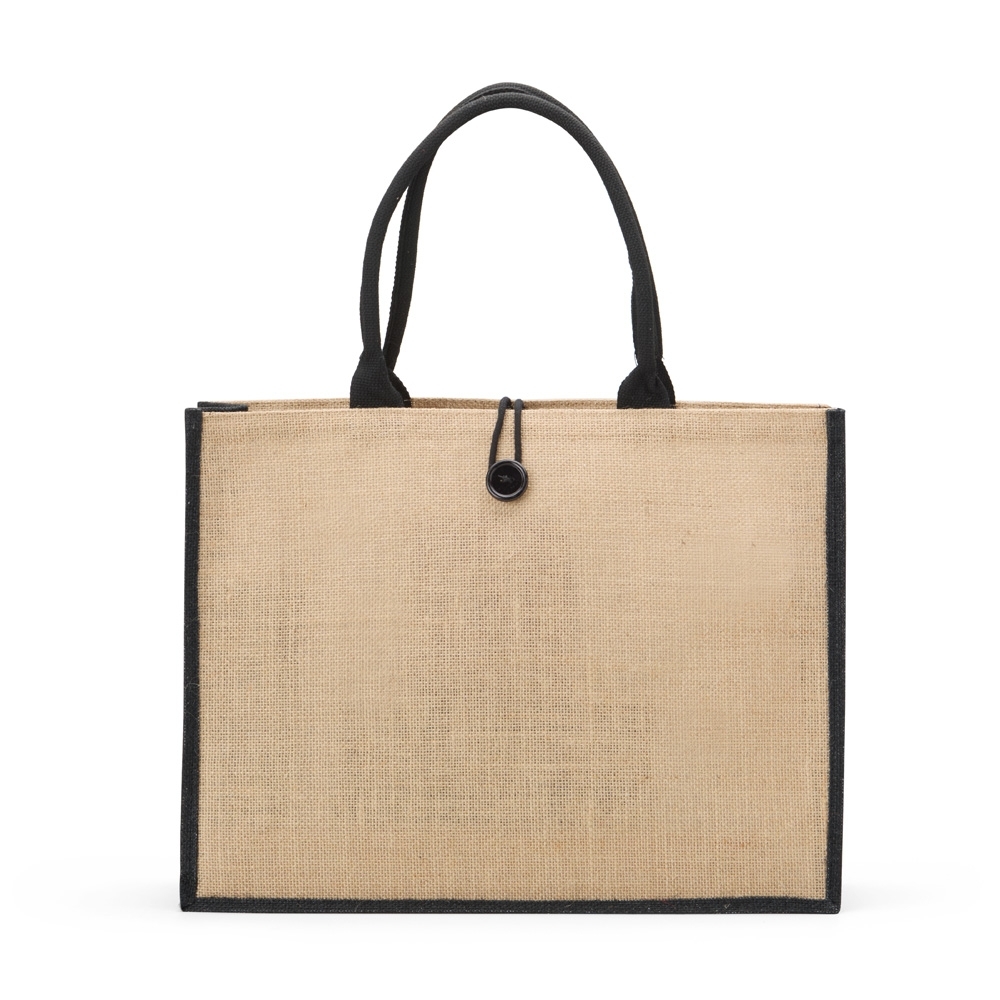 SACOLA DE JUTA COM BOTÃO SPX-18842-PRE NA COR PRETO