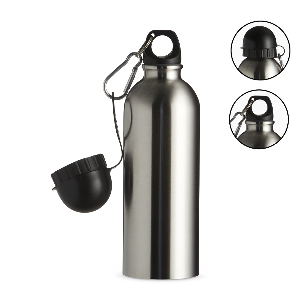 SQUEEZE INOX 500ML C/ BICO E MOSQUETÃO SPX-9139I-INO NA COR INOX