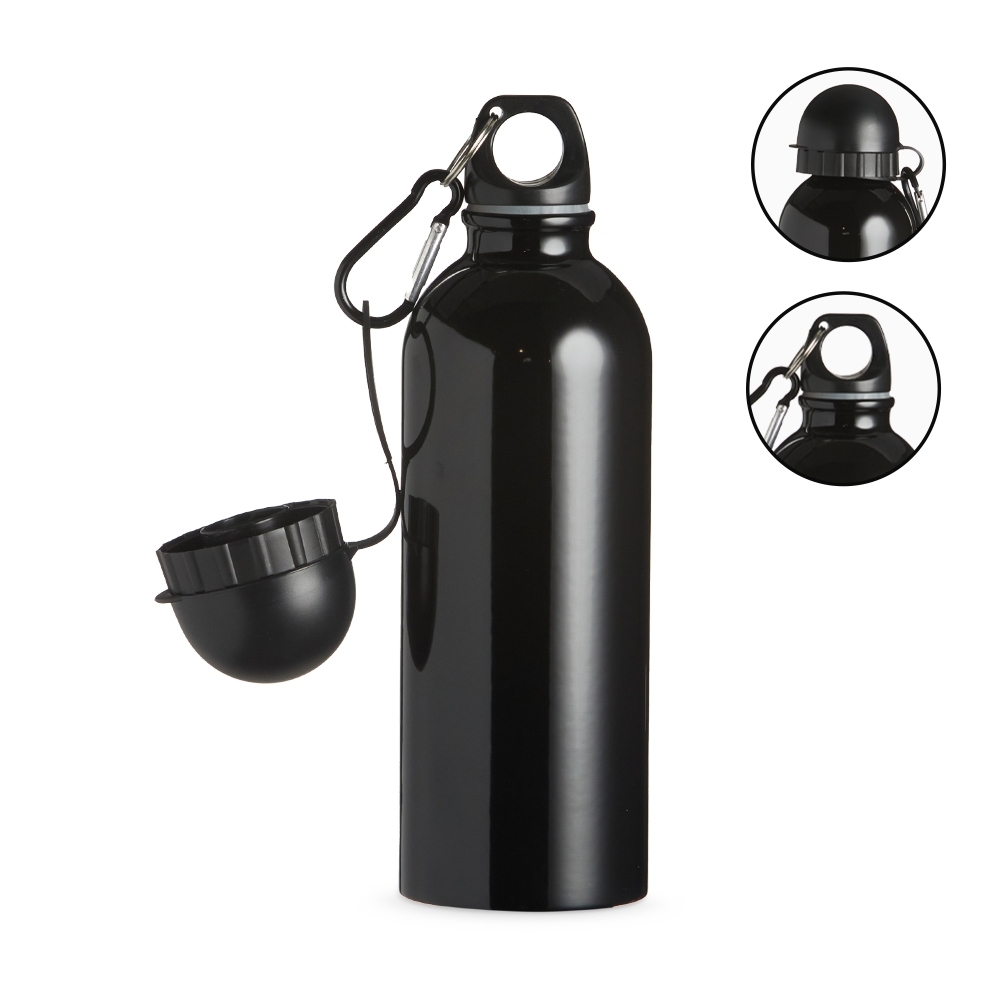SQUEEZE INOX 500ML C/ BICO E MOSQUETÃO SPX-9139I-PRE NA COR PRETO