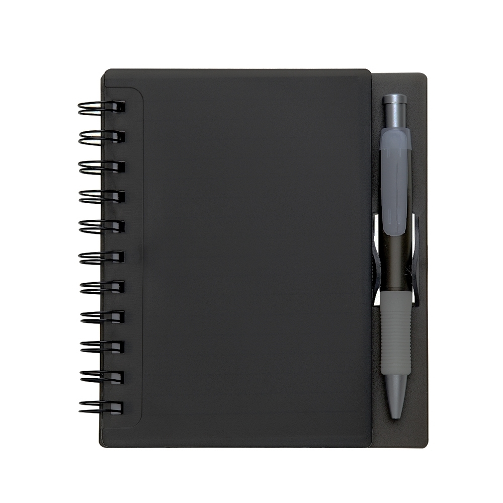 CADERNO PLÁSTICO COM CANETA SPX-11193-PRE/FOS NA COR PRETO