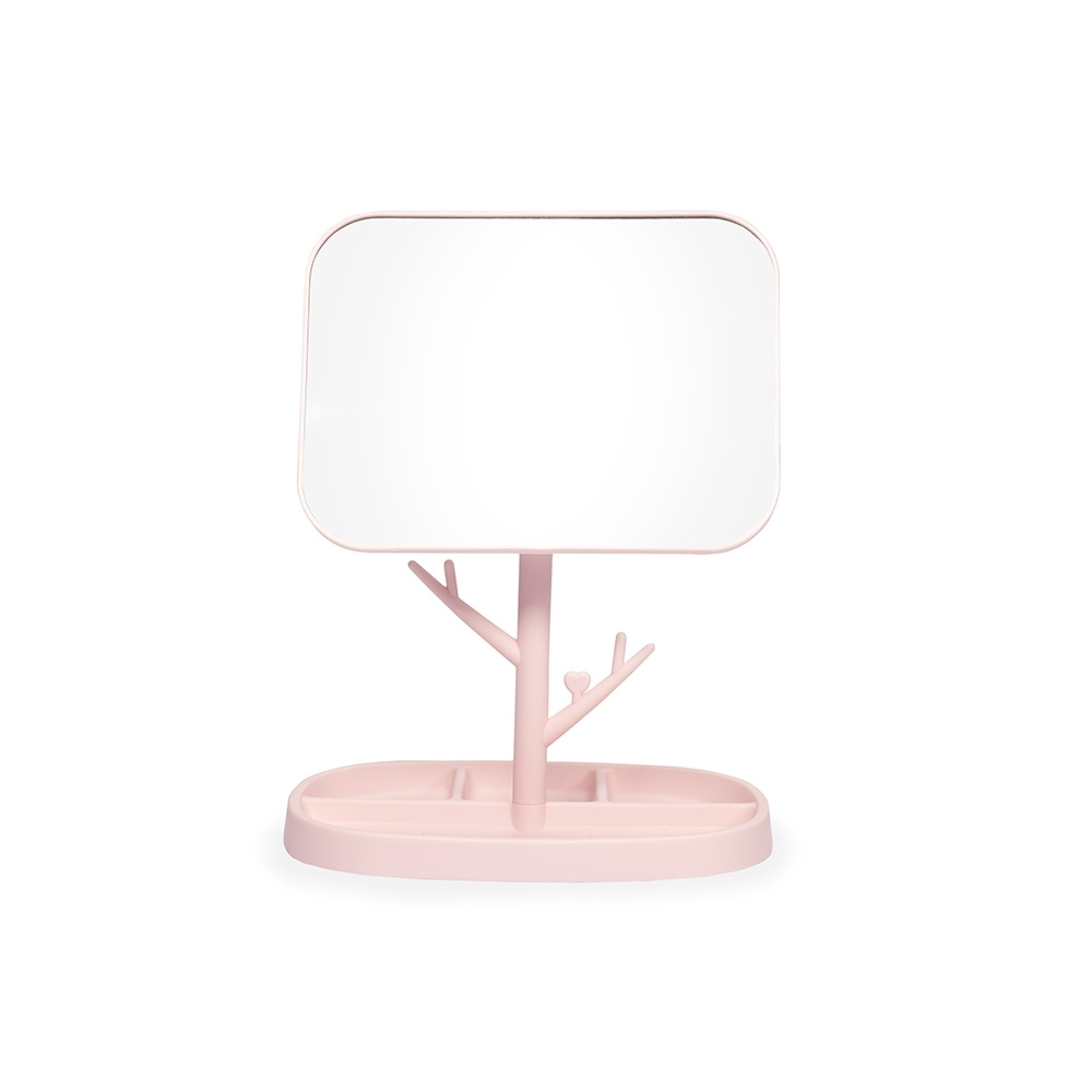 ESPELHO DE MESA PLÁSTICO SPX-18983-ROS NA COR ROSA