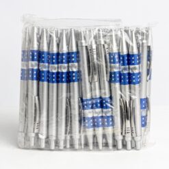 PACOTE C/ 50 PÇS CANETA PLÁSTICA SPX-P@00634-PRA/AZU NA COR PRATA