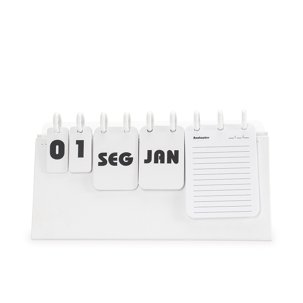 CALENDÁRIO PERMANENTE DE MESA DISCO SPX-15342-BCO NA COR BRANCO