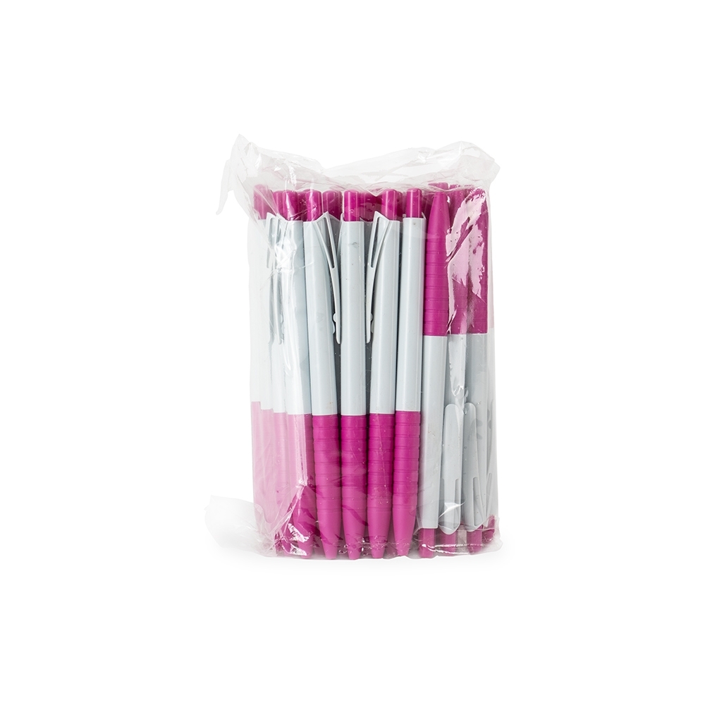 PACOTE CANETA PLÁSTICA COM 50PÇS SPX-P@00401C-BCO/ROS NA COR BRANCO