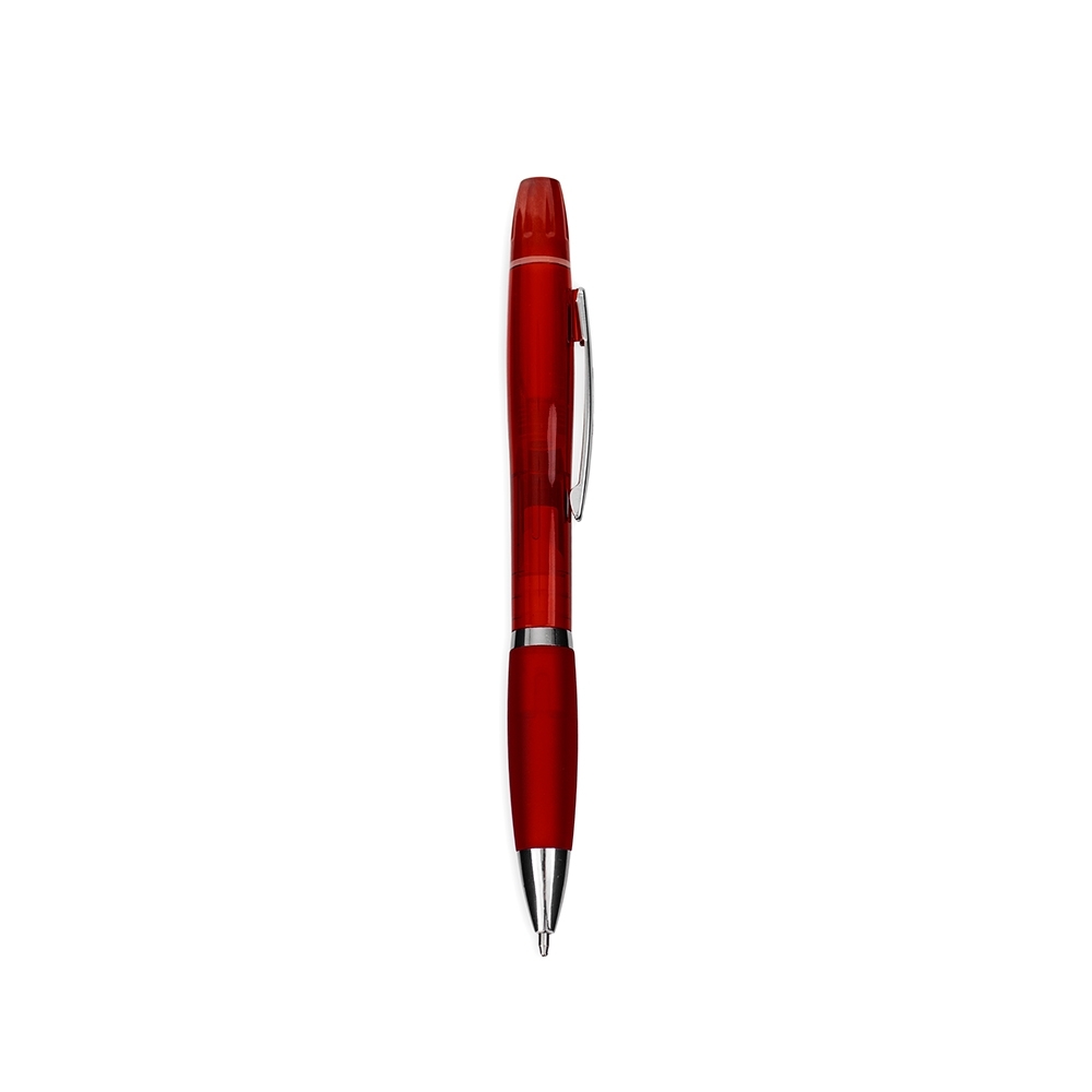 CANETA PLÁSTICA COM MARCA-TEXTO SPX-09112-VM NA COR VERMELHO