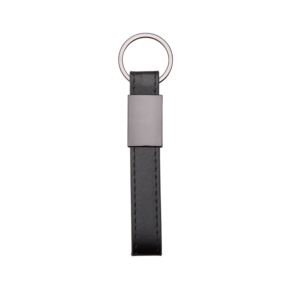 CHAVEIRO METAL COM COURO SINTÉTICO SPX-19149-PRE NA COR PRETO